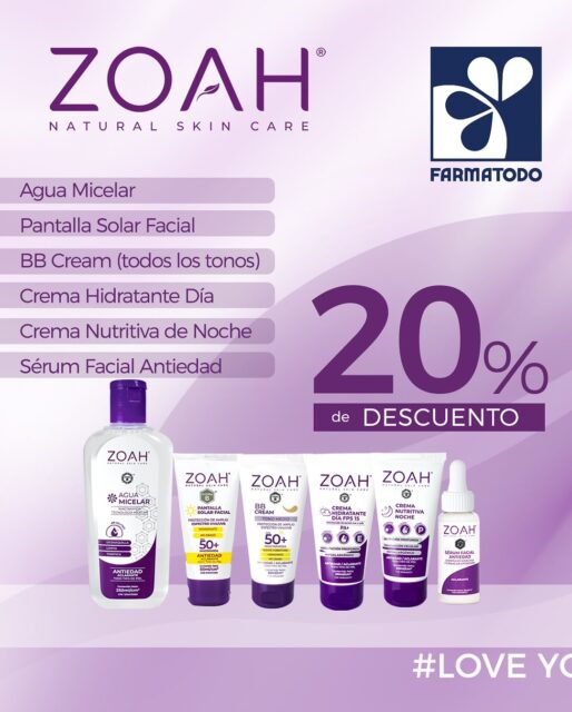 ¿Lista para una piel radiante y rejuvenecida? 💖
ZOAH Natural Skin Care tiene todo lo que necesitas y ahora con un 20% de descuento en Farmatodo.
Desliza para conocer los productos y empieza a disfrutar de una piel más suave, hidratada y luminosa. ✨
#ZOAH #CuidadoDeLaPiel #Antiedad #BellezaNatural #Farmatodo